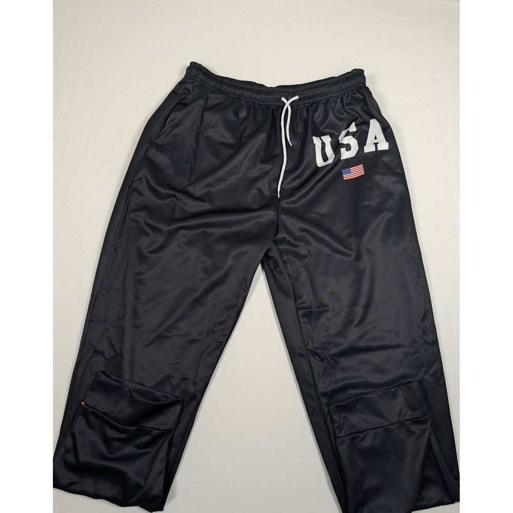 USA Patriotic Track Pants Mens XXL Black Athletic Joggers American Flag Graphic